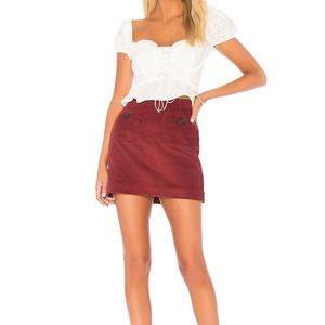 REVOLVE Clayton skirt in burgundy/ corduroy mini